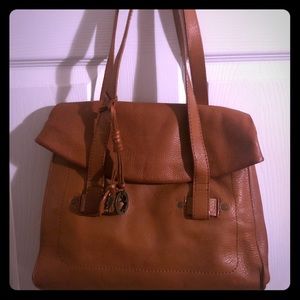 Cognac lucky leather shoulder bag